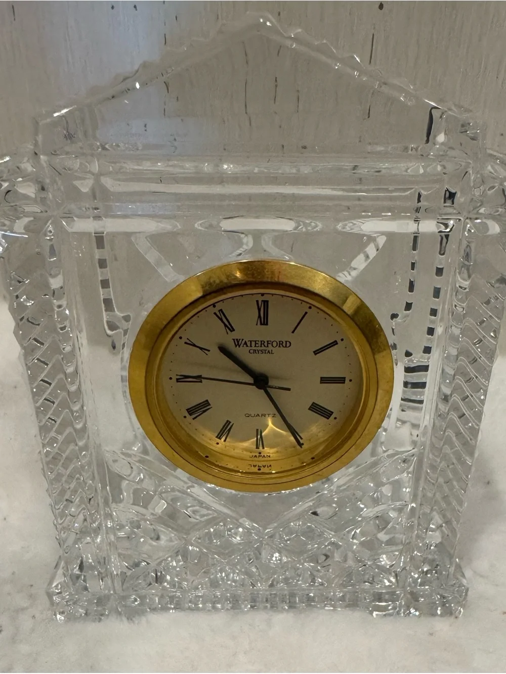 Waterford Crystal Small Clock with Gold Tone Dial New Battery Works Great